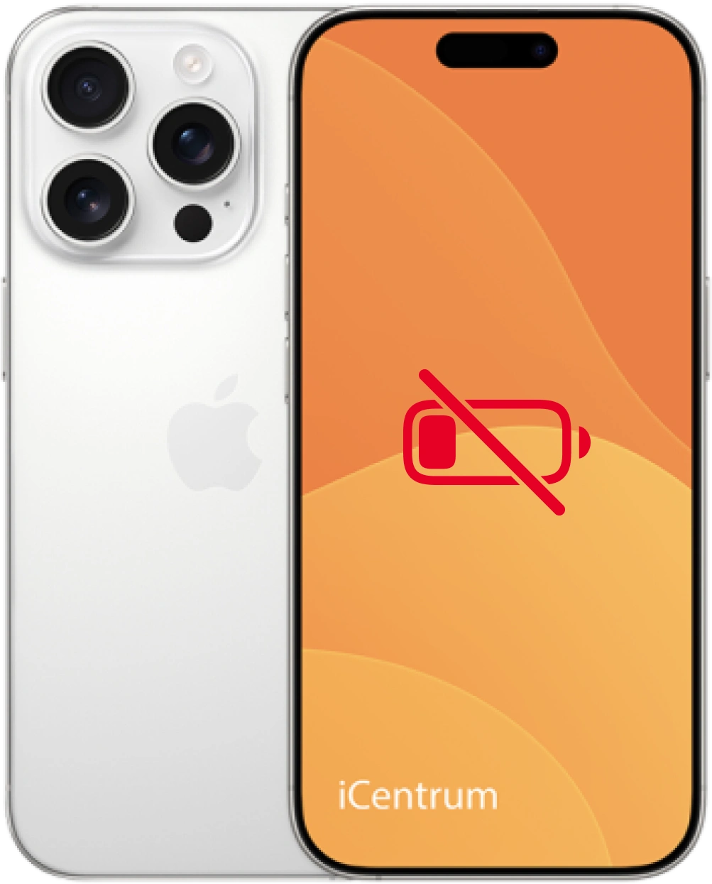 Wymiana baterii iPhone - telefon z ikoną rozładowanej baterii