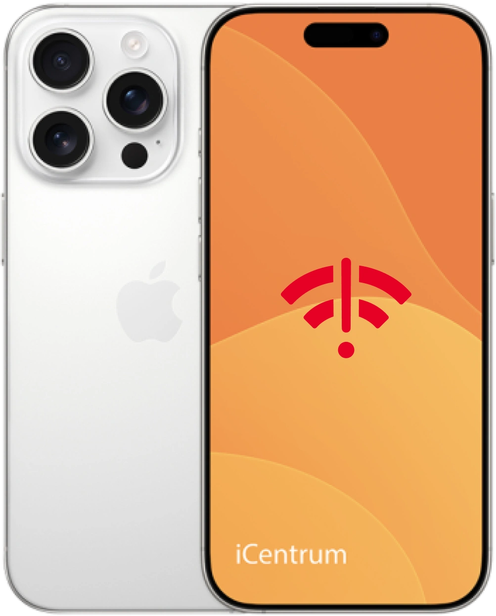 Brak sieci iPhone - telefon z komunikatem o braku sieci