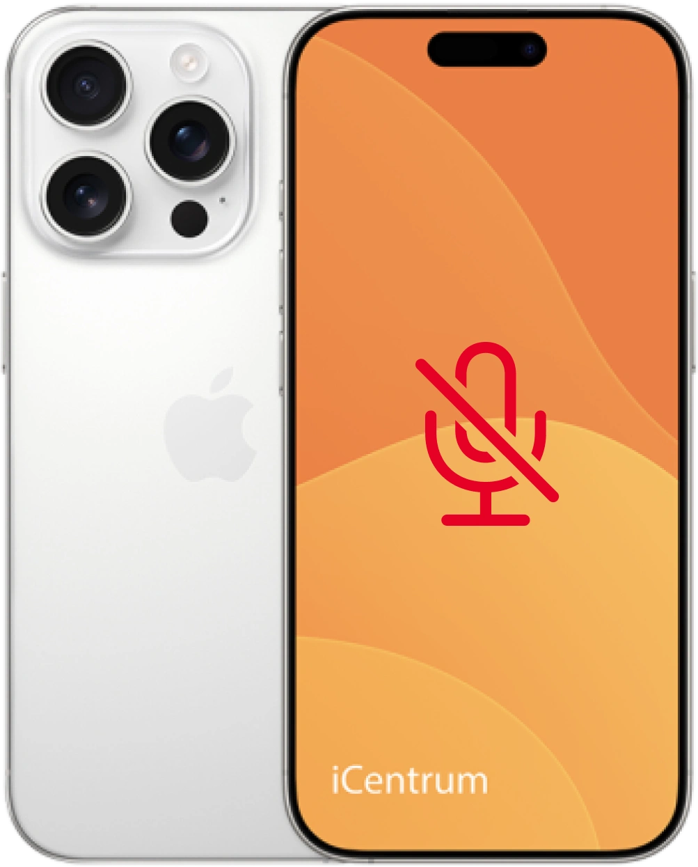 Wymiana mikrofonu iPhone - telefon z komunikatem niesprawnego mikrofonu na ekranie